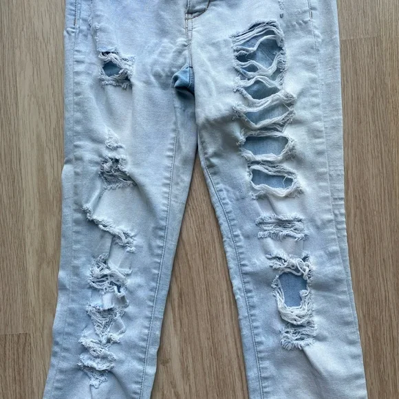 Light Blue Ripped Skinny Jeans - Picture 3 of 5